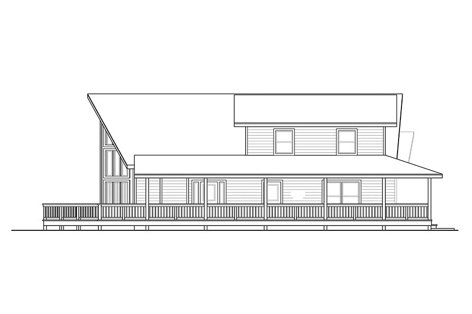 Cabin, Contemporary, Narrow Lot Plan with 2060 Sq. Ft., 3 Bedrooms, 2 Bathrooms Picture 3