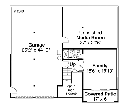 Contemporary, Prairie House Plan 41335 with 3 Beds, 4 Baths, 2 Car Garage Second Level Plan