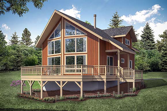 A-Frame House Plan 41336 with 2 Beds, 2 Baths Elevation