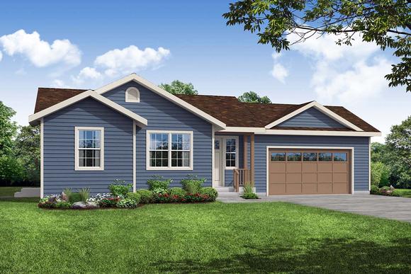 Cottage, Country, Ranch House Plan 41357 with 1 Beds, 1 Baths, 2 Car Garage Elevation