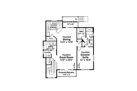 Contemporary, Modern, Narrow Lot House Plan 41359 with 3 Beds, 3 Baths, 2 Car Garage Second Level Plan
