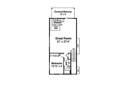 Country, Craftsman 3 Car Garage Apartment Plan 41368 with 1 Beds, 1 Baths, RV Storage Second Level Plan