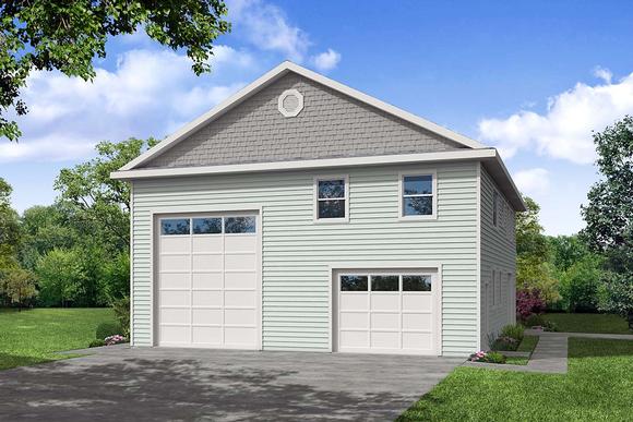 Country, Ranch, Traditional 2 Car Garage Apartment Plan 41371 with 1 Beds, 2 Baths, RV Storage Elevation