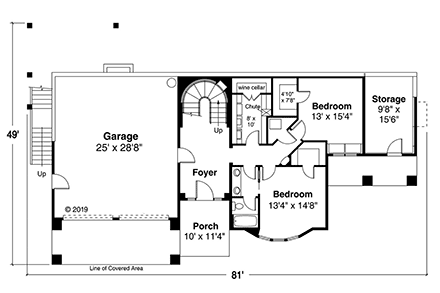 Mediterranean, Southwest House Plan 41376 with 3 Beds, 3 Baths, 2 Car Garage First Level Plan
