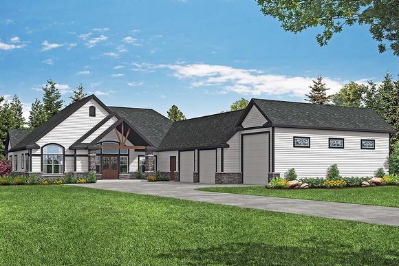 Country, Craftsman, Ranch House Plan 41377 with 2 Beds, 3 Baths, 3 Car Garage Elevation