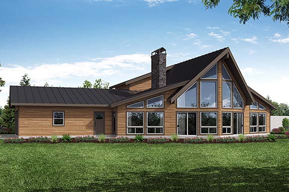 A-Frame, Country House Plan 41378 with 2 Beds, 2 Baths, 3 Car Garage Elevation