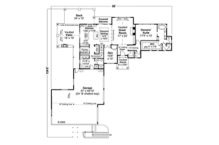 Craftsman, European House Plan 41380 with 4 Beds, 6 Baths, 3 Car Garage First Level Plan