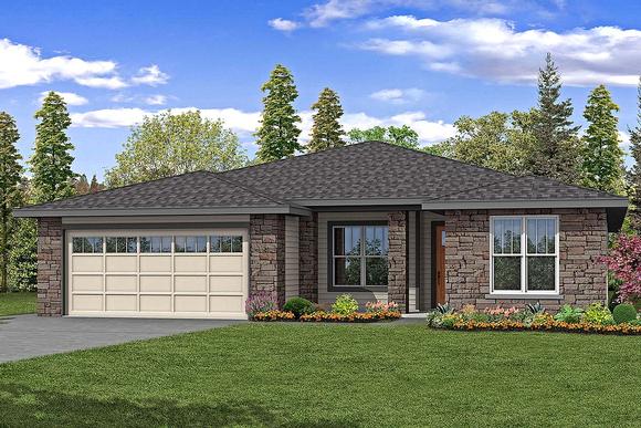 Country, Prairie, Ranch House Plan 41386 with 3 Beds, 3 Baths, 2 Car Garage Elevation