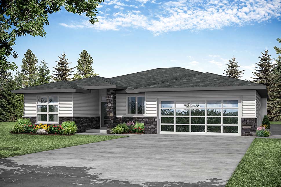 Modern, Prairie Style, Ranch Plan with 2362 Sq. Ft., 3 Bedrooms, 2 Bathrooms, 2 Car Garage Picture 4