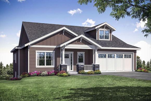 Contemporary, Craftsman House Plan 41391 with 3 Beds, 3 Baths, 2 Car Garage Elevation
