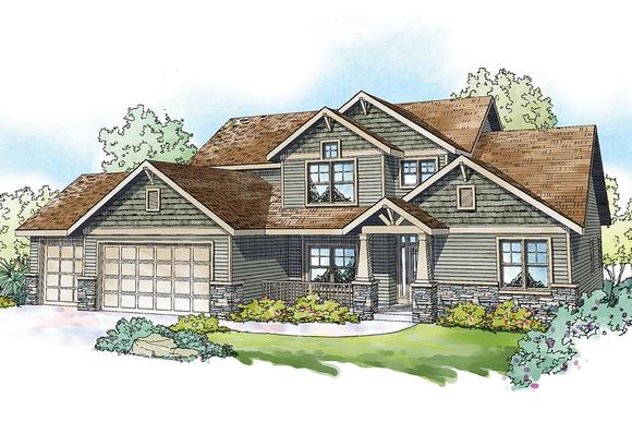 Country, Craftsman, Traditional House Plan 41395 with 5 Beds, 4 Baths, 3 Car Garage Elevation