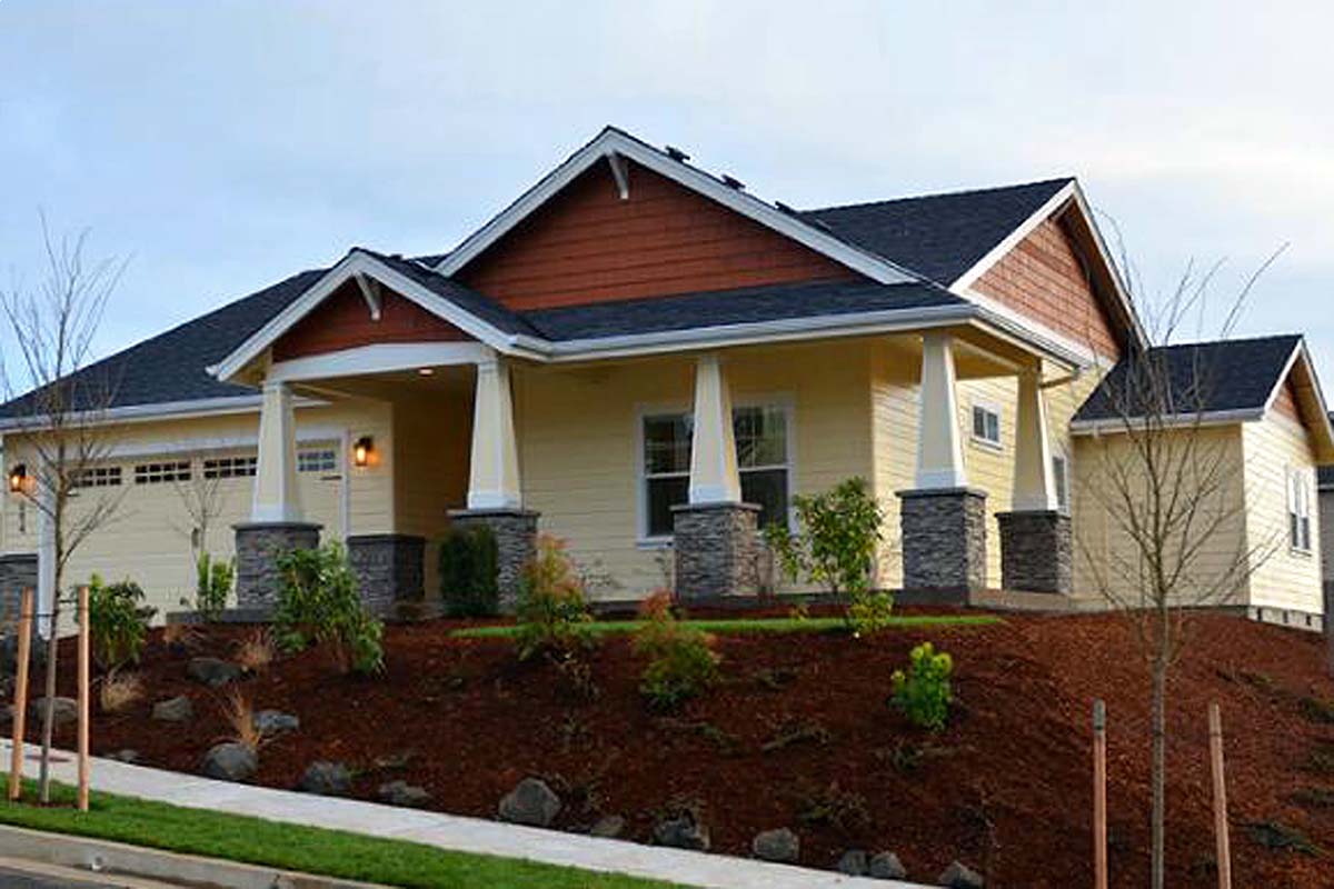Contemporary, Cottage, Country, Craftsman, Ranch Plan with 1801 Sq. Ft., 3 Bedrooms, 2 Bathrooms, 2 Car Garage Elevation