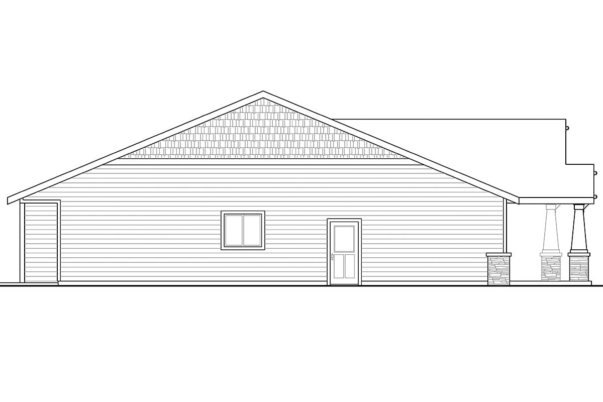 Contemporary, Cottage, Country, Craftsman, Ranch Plan with 1801 Sq. Ft., 3 Bedrooms, 2 Bathrooms, 2 Car Garage Picture 3