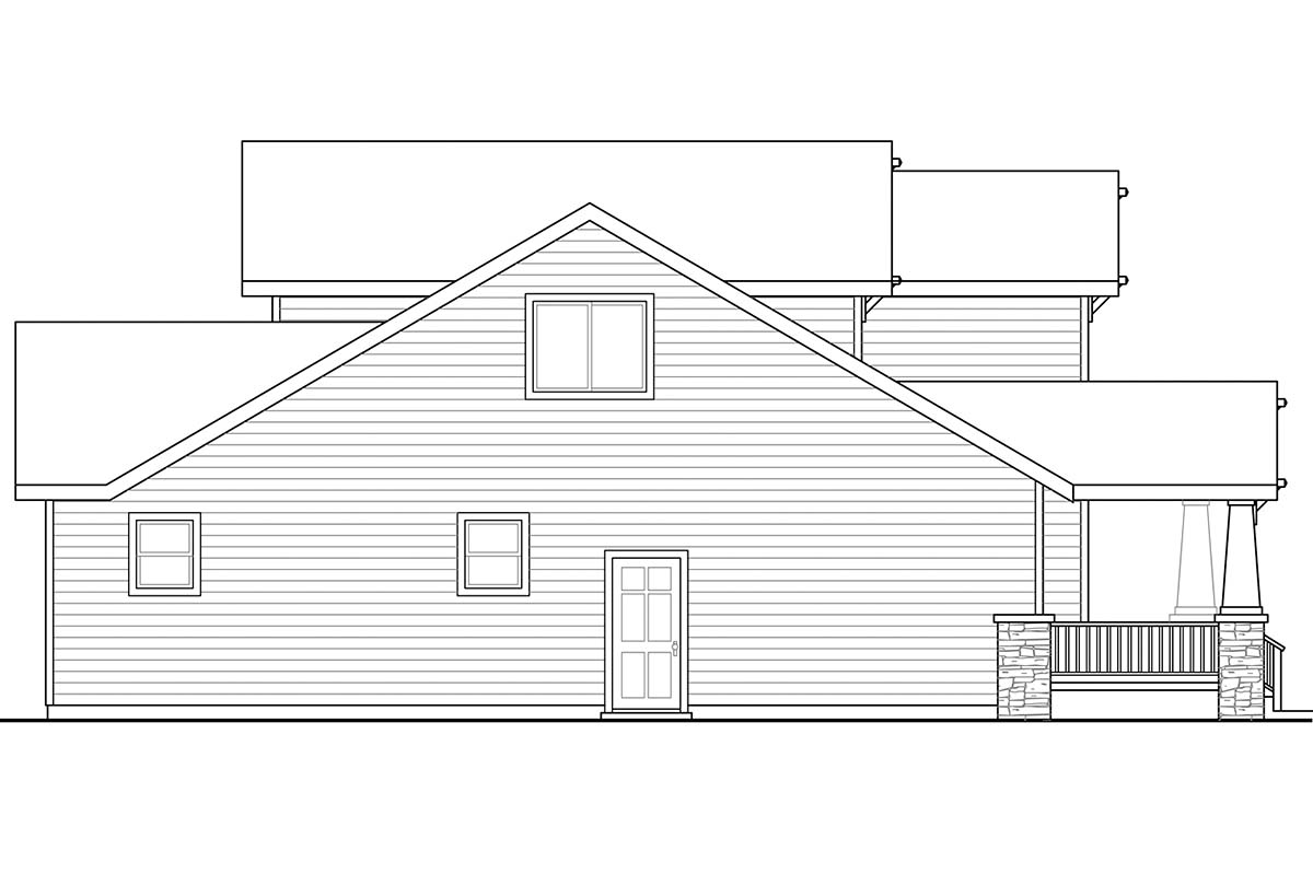 Cottage, Country, Craftsman Plan with 1716 Sq. Ft., 4 Bedrooms, 3 Bathrooms, 2 Car Garage Picture 3