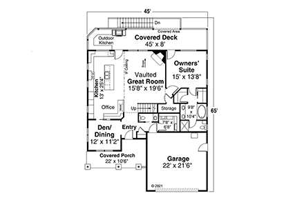 Craftsman, European, Traditional House Plan 41398 with 3 Beds, 3 Baths, 2 Car Garage First Level Plan