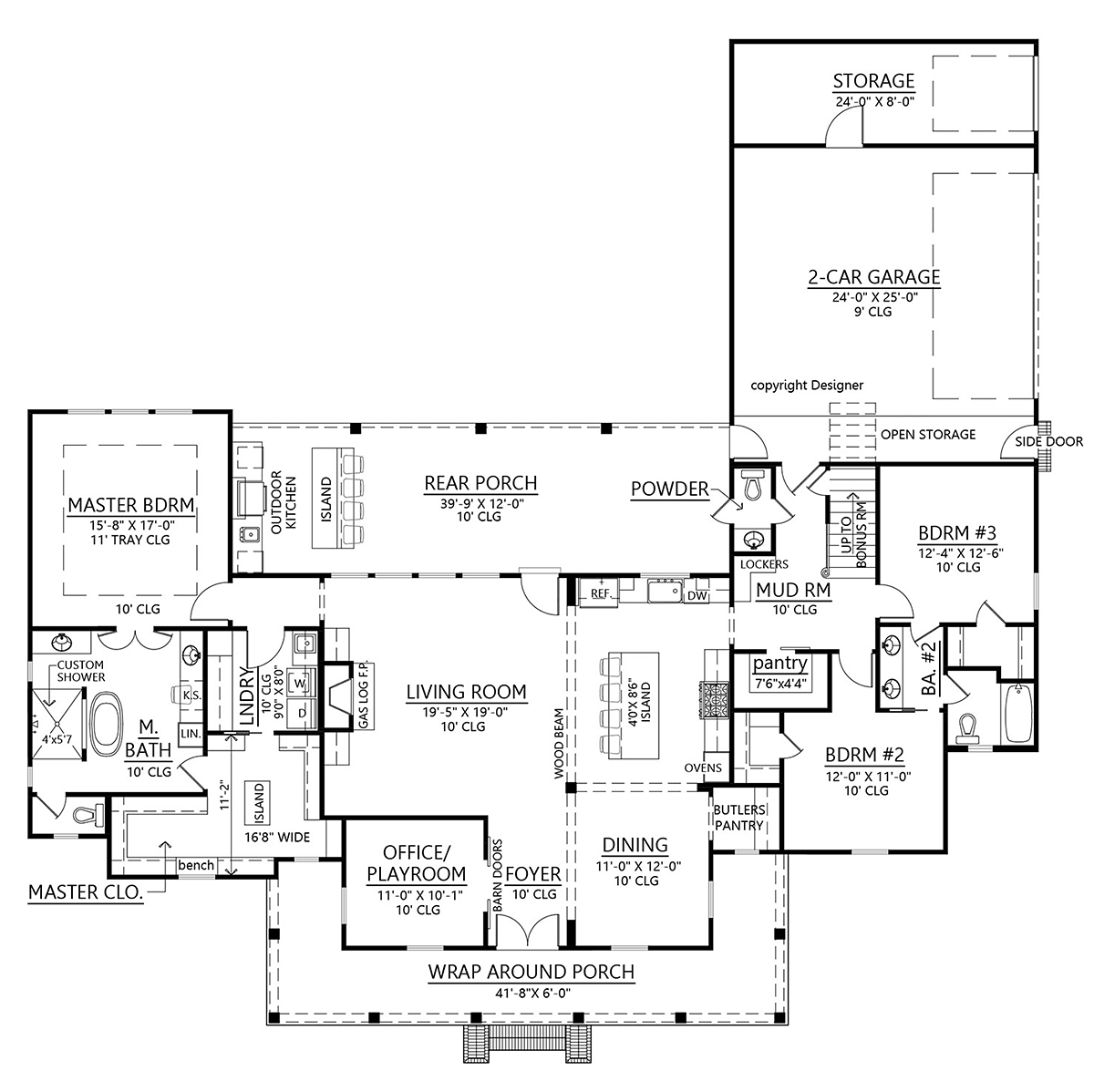 House Plan 41400 Traditional Style With 2435 Sq Ft 3 Bed 2 Ba