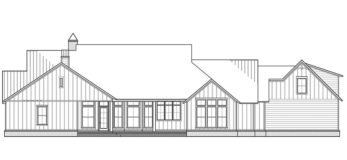 Country, Farmhouse House Plan 41405 with 4 Beds, 4 Baths, 3 Car Garage Rear Elevation