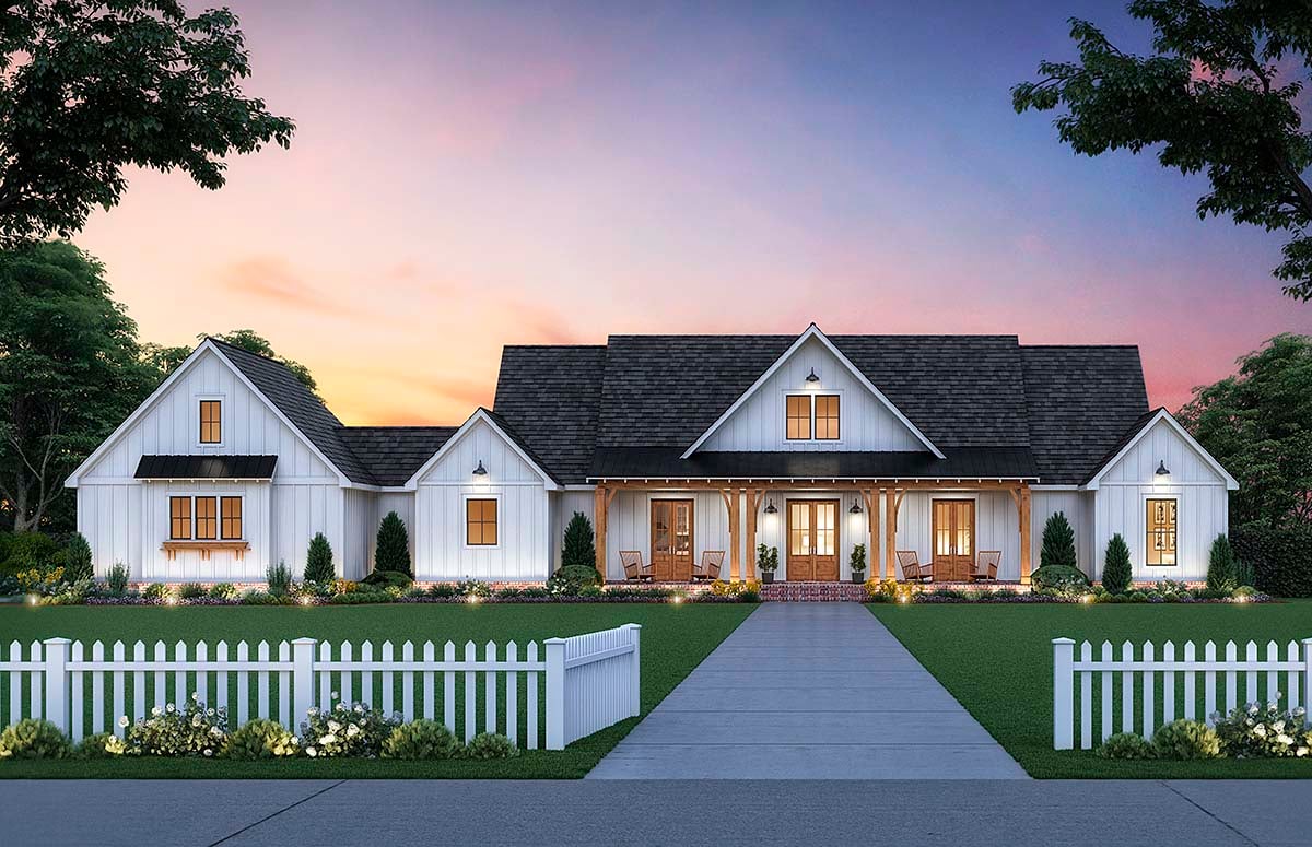 Country, Farmhouse, Traditional House Plan 41412 with 4 Beds, 3 Baths, 2 Car Garage Elevation