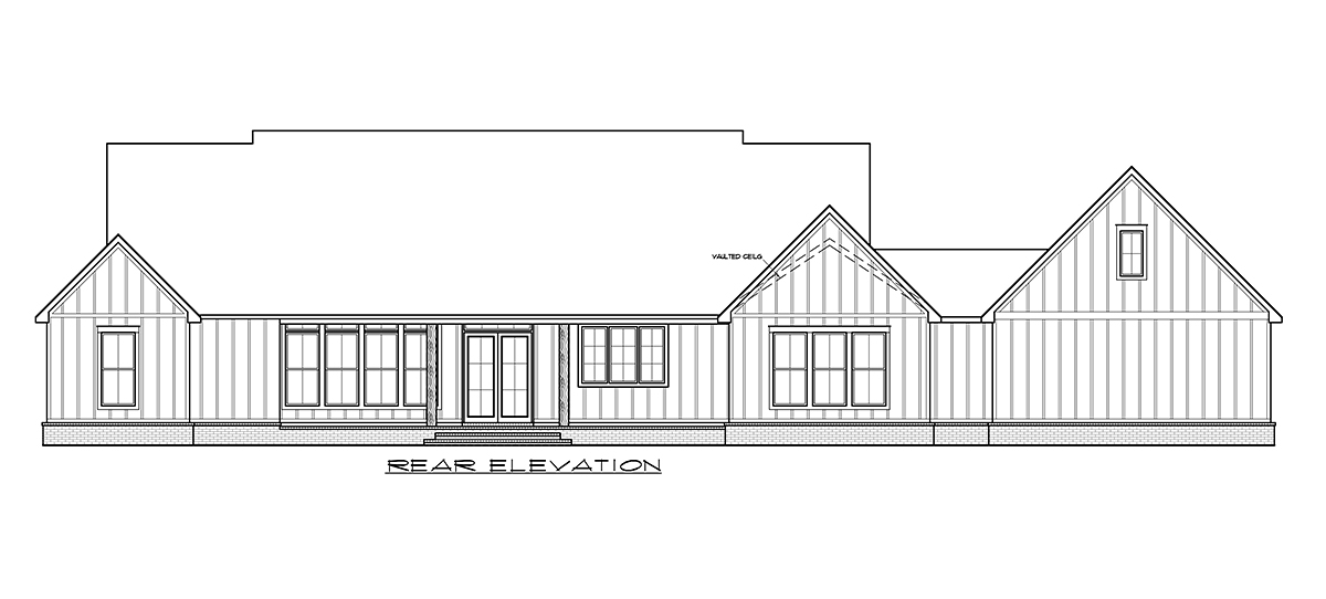 Country, Farmhouse, Traditional House Plan 41412 with 4 Beds, 3 Baths, 2 Car Garage Rear Elevation
