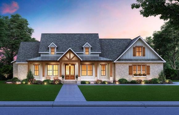 Cottage, Country, Craftsman, Farmhouse House Plan 41413 with 3 Beds, 3 Baths, 2 Car Garage Elevation