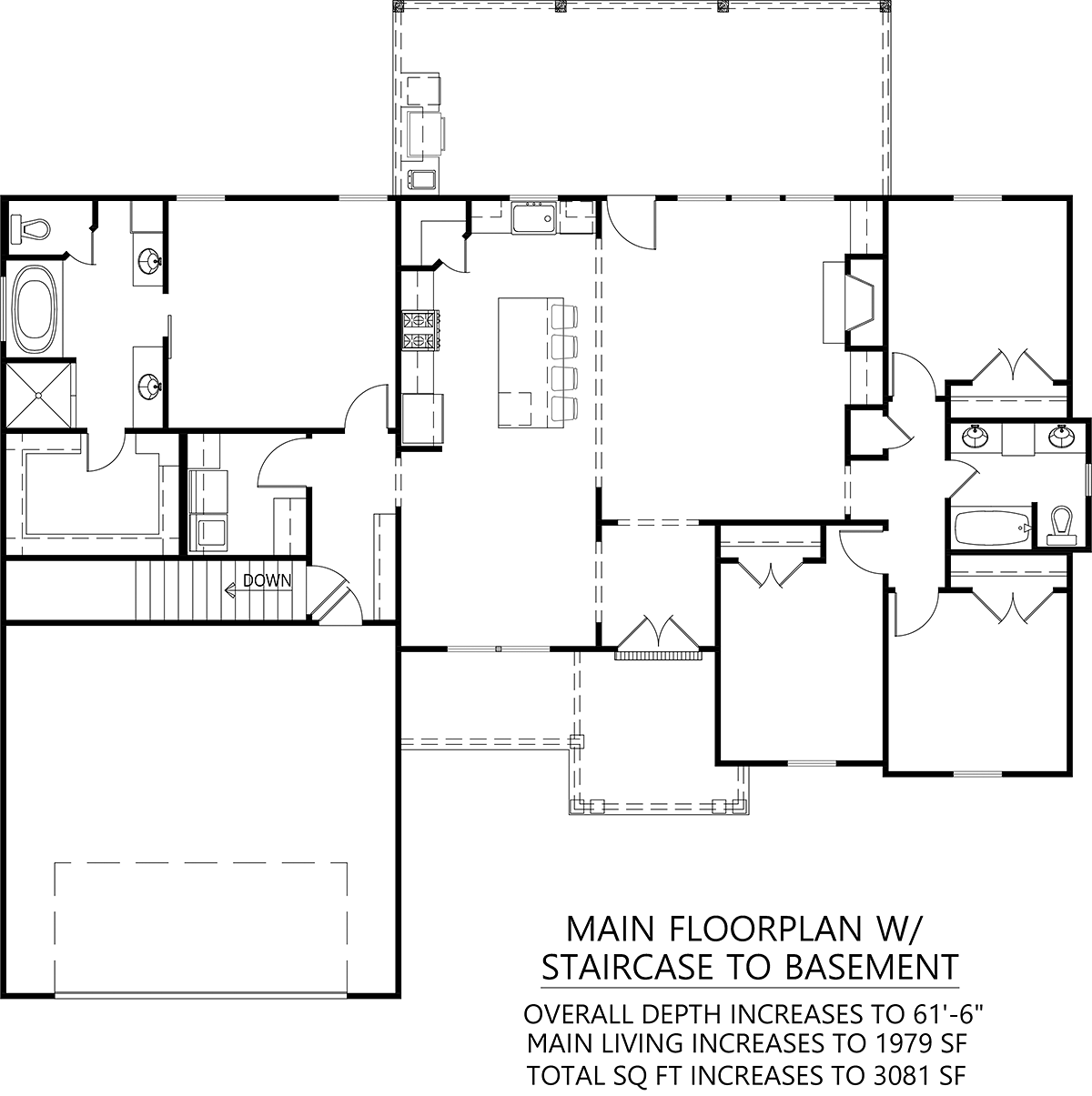 Craftsman, Farmhouse House Plan 41416 with 4 Beds, 2 Baths, 2 Car Garage Alternate Level One