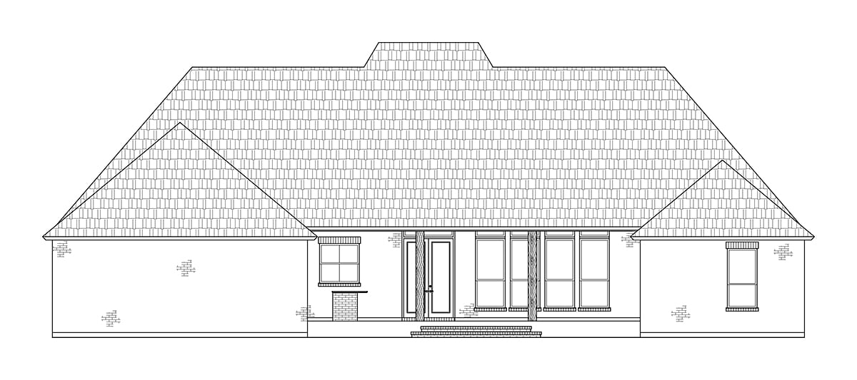 Colonial, Country, Southern House Plan 41417 with 4 Beds, 4 Baths, 2 Car Garage Rear Elevation