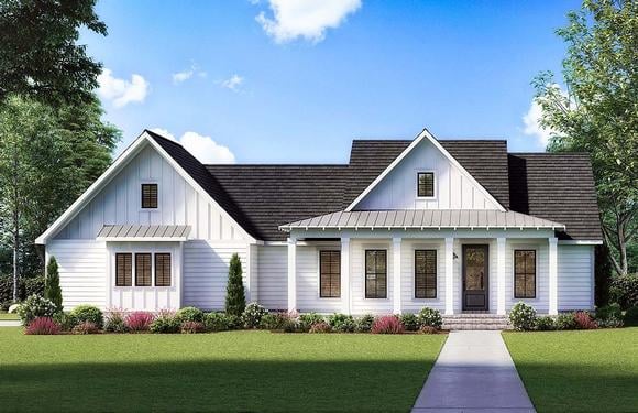 Country, Farmhouse, Southern House Plan 41422 with 3 Beds, 2 Baths, 2 Car Garage Elevation