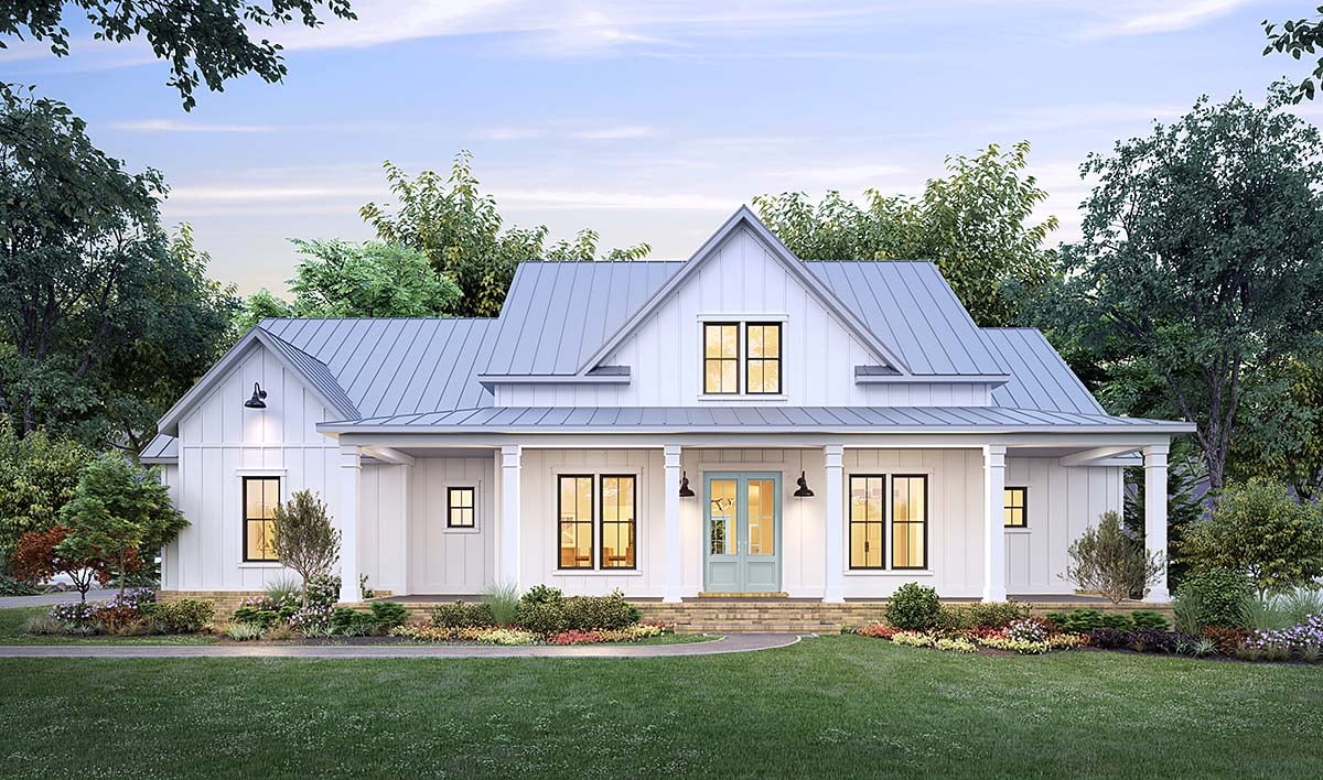 Country, Farmhouse House Plan 41423 with 4 Beds, 3 Baths, 2 Car Garage Elevation