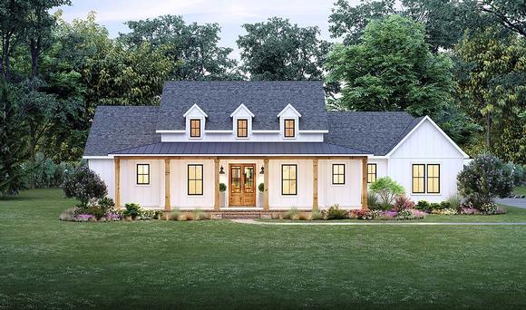 Country, Farmhouse, Southern House Plan 41424 with 4 Beds, 3 Baths, 2 Car Garage Elevation