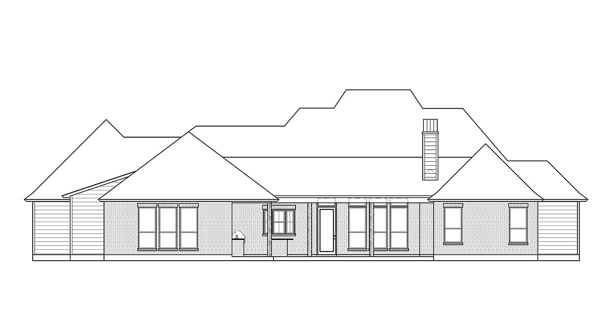 French Country House Plan 41425 with 4 Beds, 3 Baths, 3 Car Garage Rear Elevation