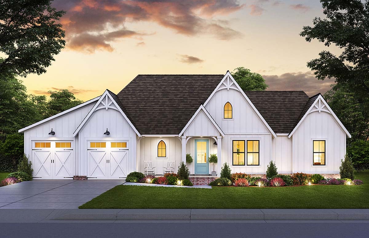 Country, Farmhouse House Plan 41428 with 3 Beds, 2 Baths, 2 Car Garage Elevation