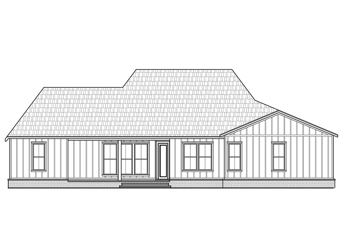 Country, Farmhouse House Plan 41428 with 3 Beds, 2 Baths, 2 Car Garage Rear Elevation