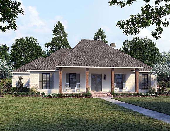 French Country, Southern House Plan 41432 with 4 Beds, 3 Baths, 2 Car Garage Elevation