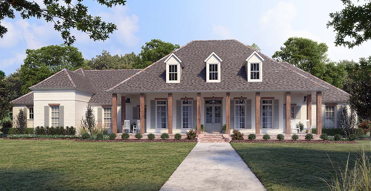 Country, Southern House Plan 41433 with 4 Beds, 4 Baths, 3 Car Garage Elevation