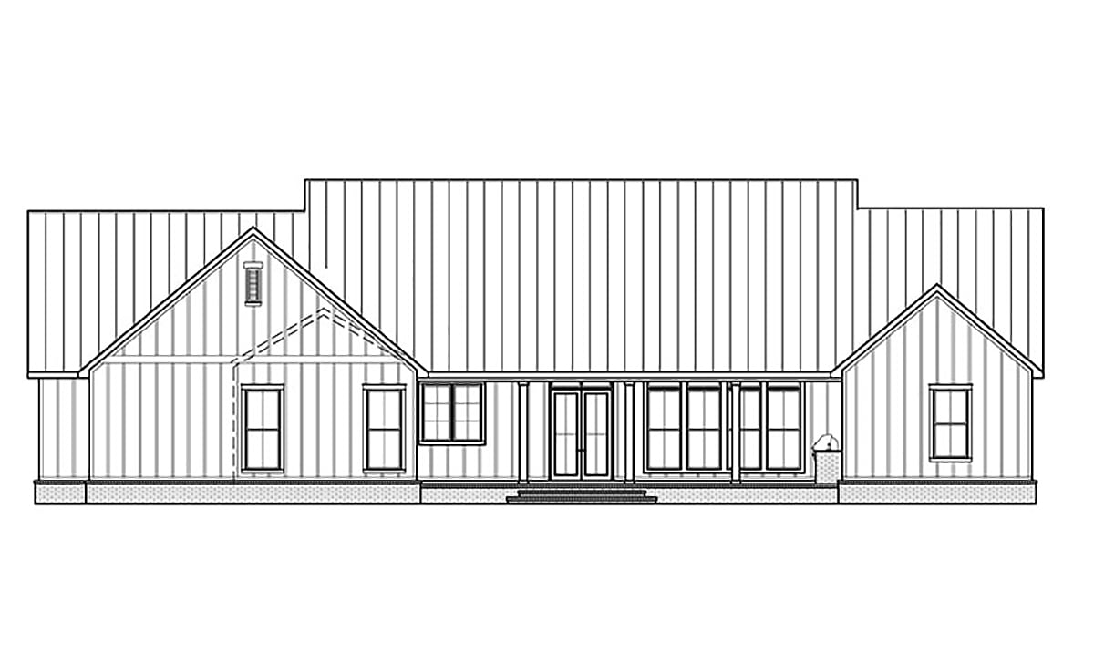 Craftsman, Farmhouse House Plan 41434 with 4 Beds, 4 Baths, 2 Car Garage Rear Elevation