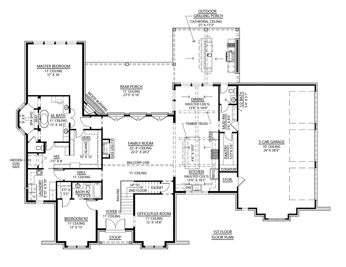 European, French Country House Plan 41435 with 4 Beds, 5 Baths, 3 Car Garage Level One