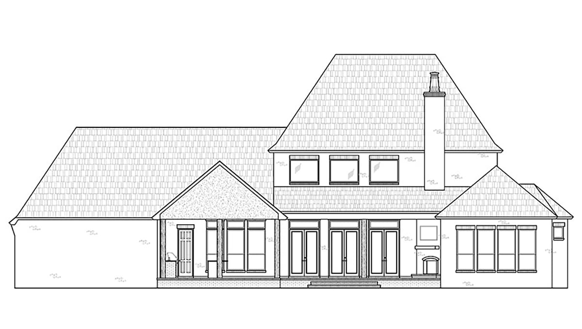 European, French Country House Plan 41435 with 4 Beds, 5 Baths, 3 Car Garage Rear Elevation