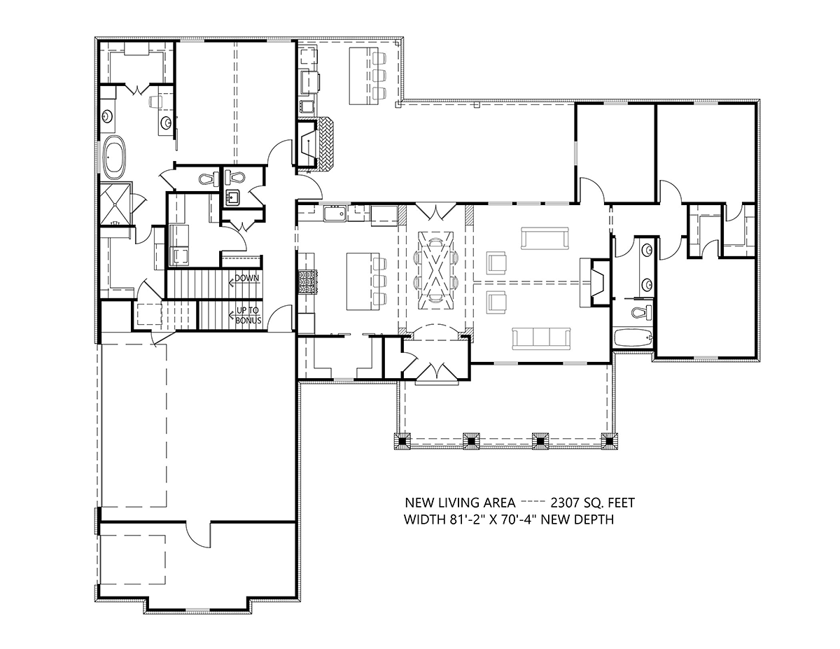 Craftsman, Farmhouse House Plan 41436 with 3 Beds, 3 Baths, 2 Car Garage Alternate Level One