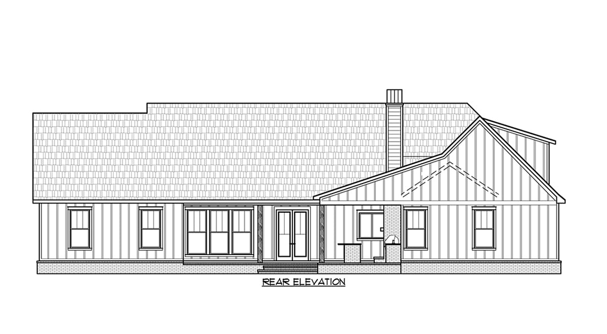 Craftsman, Farmhouse House Plan 41436 with 3 Beds, 3 Baths, 2 Car Garage Rear Elevation