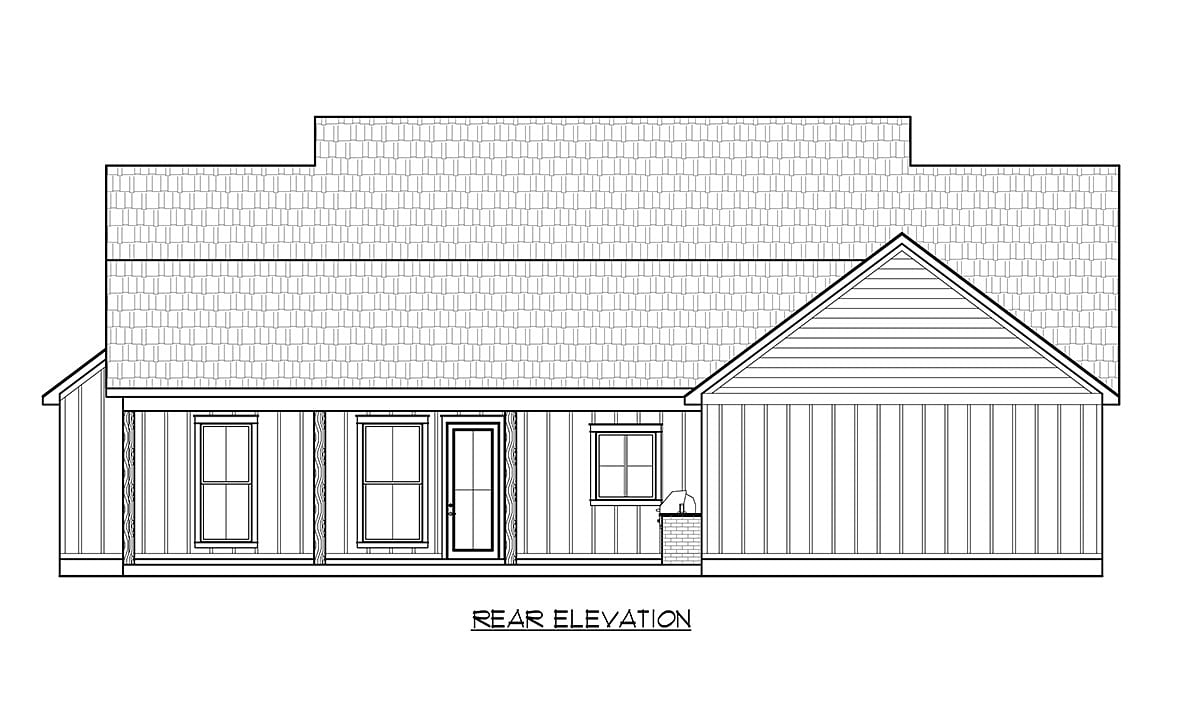 Country, Craftsman, Farmhouse House Plan 41438 with 3 Beds, 3 Baths, 2 Car Garage Rear Elevation