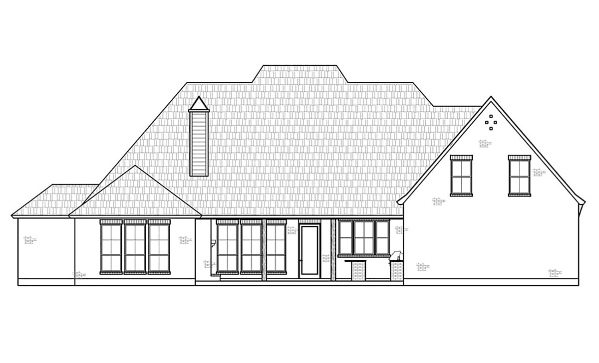 European, French Country House Plan 41440 with 4 Beds, 3 Baths, 2 Car Garage Rear Elevation