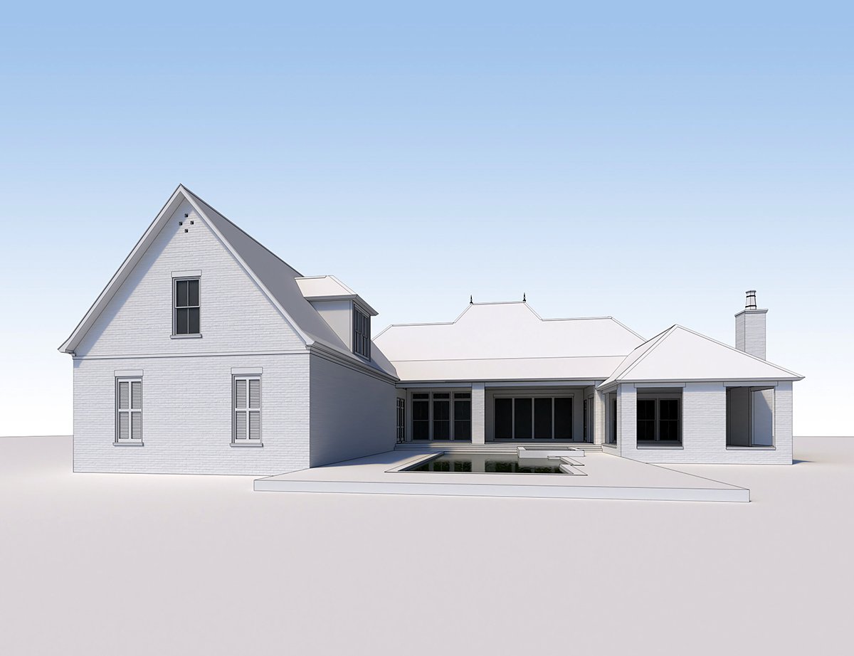 French Country House Plan 41441 with 4 Beds, 4 Baths, 3 Car Garage Rear Elevation