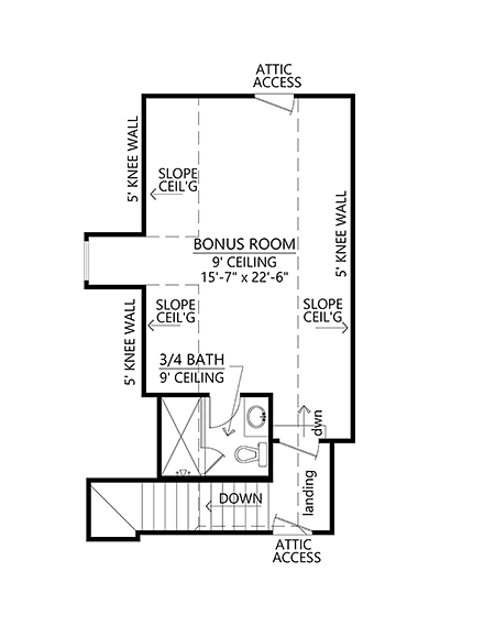 French Country, Southern House Plan 41443 with 3 Beds, 5 Baths, 3 Car Garage Second Level Plan