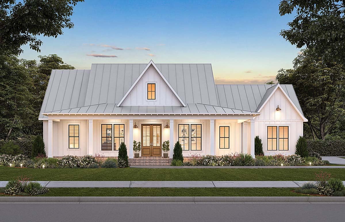 Farmhouse, Southern House Plan 41445 with 3 Beds, 2 Baths, 2 Car Garage Elevation