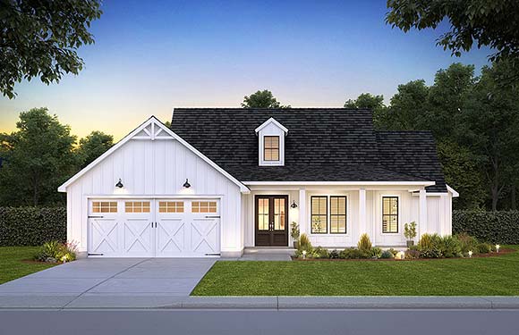 Country, Farmhouse, New American, Ranch House Plan 41449 with 3 Beds, 2 Baths, 2 Car Garage Elevation