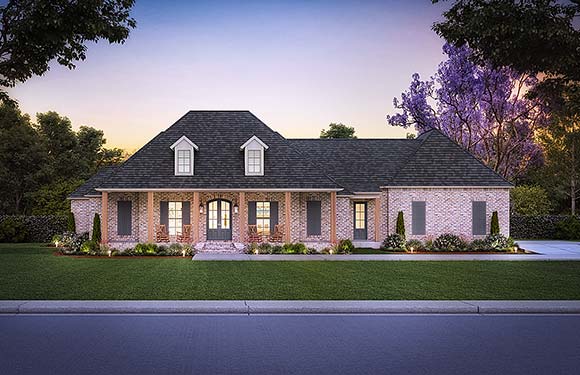 French Country, Southern House Plan 41451 with 4 Beds, 4 Baths, 3 Car Garage Elevation