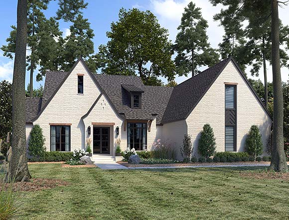 European, French Country, Modern House Plan 41452 with 3 Beds, 5 Baths, 2 Car Garage Elevation