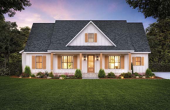 Country, Farmhouse House Plan 41453 with 4 Beds, 3 Baths, 2 Car Garage Elevation