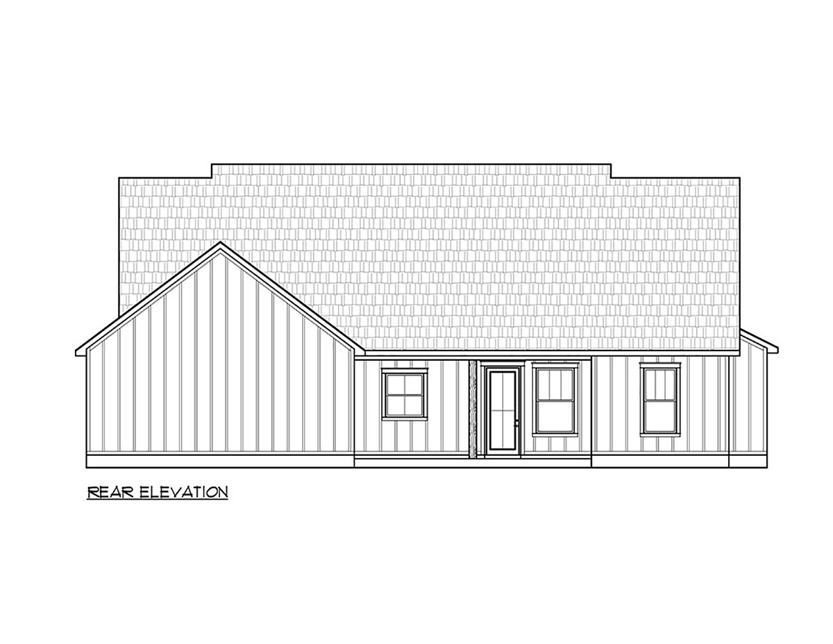 Country, Farmhouse House Plan 41453 with 4 Beds, 3 Baths, 2 Car Garage Rear Elevation