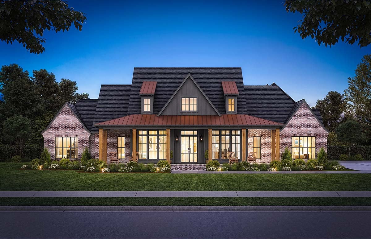 Country, Farmhouse House Plan 41455 with 4 Beds, 5 Baths, 3 Car Garage Elevation